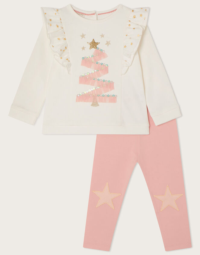 Baby Christmas Tree Sweat Set, Pink (PINK), large