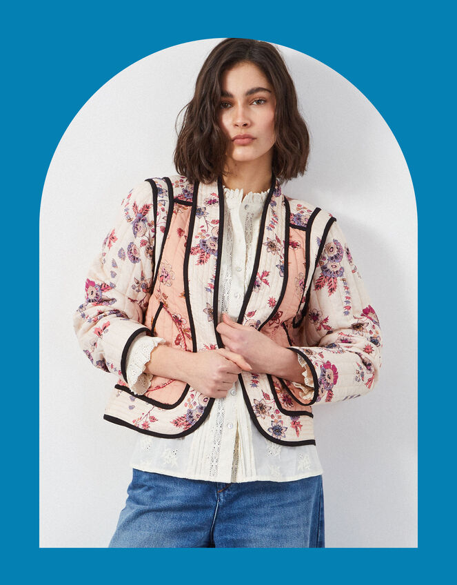 East Madison Floral Quilted Jacket, Multi (MULTI), large