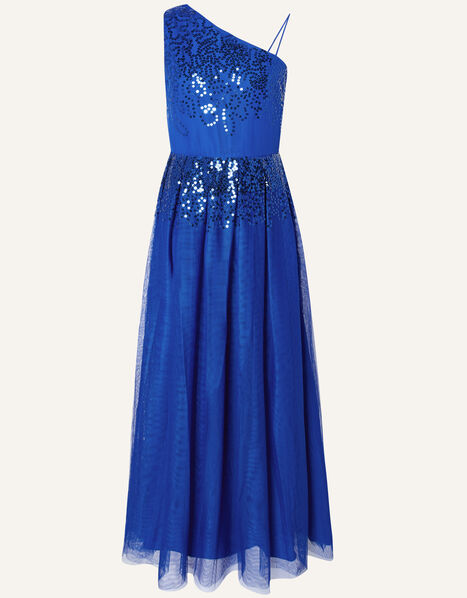 Elish One-Shoulder Sequin Prom Dress Blue, Blue (BLUE), large