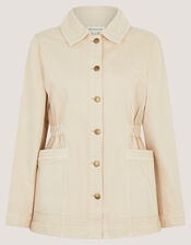 Mabel Longline Denim Jacket, Natural (ECRU), large