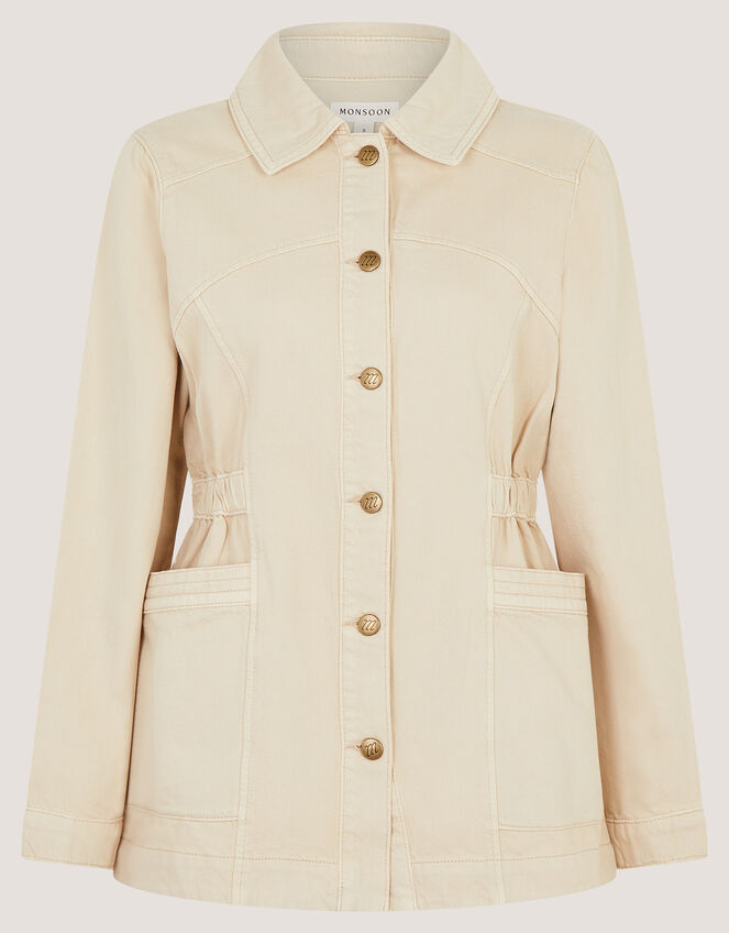 Mabel Longline Denim Jacket, Natural (ECRU), large