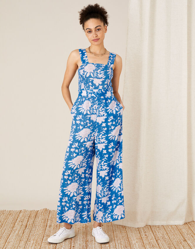 ARTISAN STUDIO Printed Jumpsuit, Blue (BLUE), large