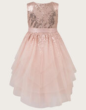 Safire Glitter Layered Dress, Gold (ROSE GOLD), large