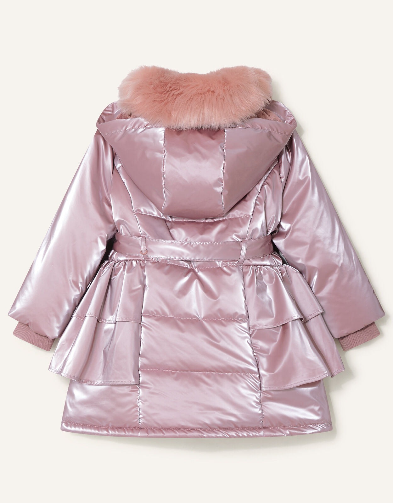 Frill Skirted Coat with Hood Pink Girls Coats Jackets
