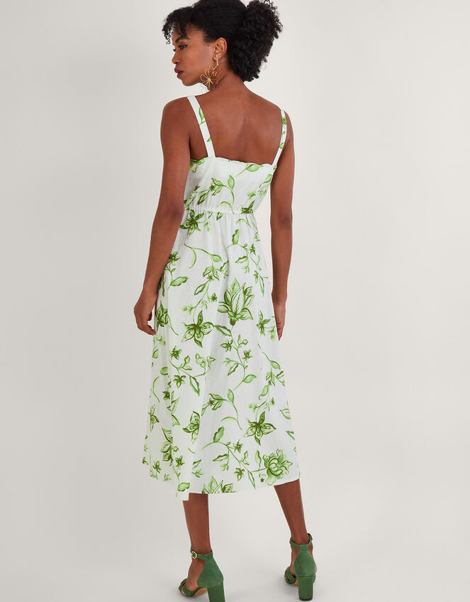 Kai Floral Print Dress in Linen Blend, Ivory (IVORY), large