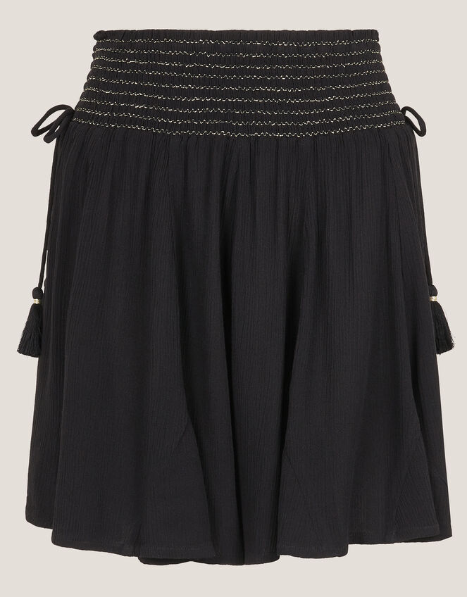 Heidi Metallic Shirred Shorts Black