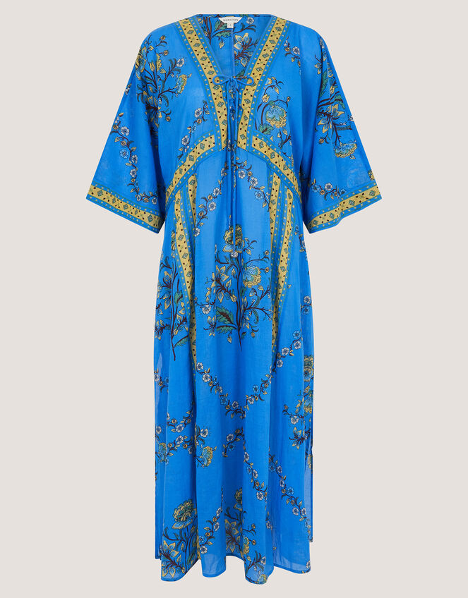 Aimee Floral Midi Kaftan Dress, Blue (BLUE), large