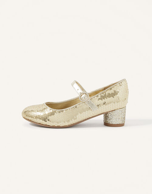 Sequin Block Heels , Gold (GOLD), large