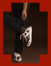 Woden Nicoline Cow Print Trainers, Multi (MULTI), large