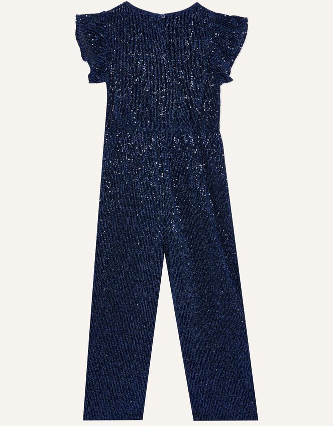 Sequin Stretch Jumpsuit, Blue (NAVY), large