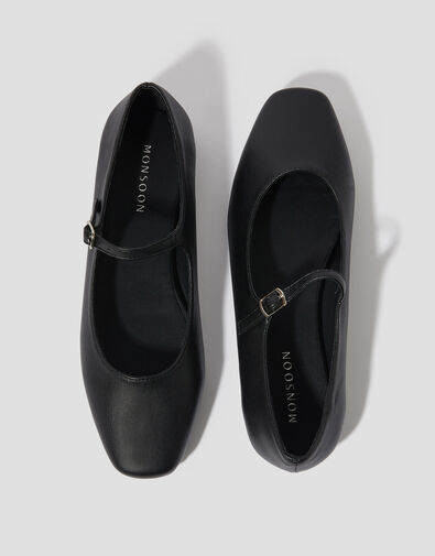 Crista Mary Jane Ballet Flats, Black (BLACK), large