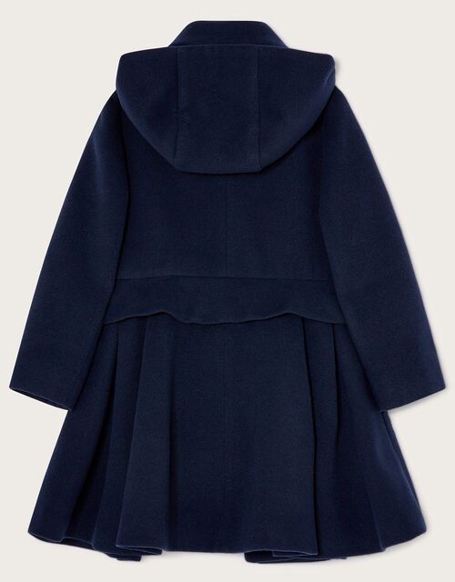 Flap Pocket Hooded Coat, Blue (NAVY), large