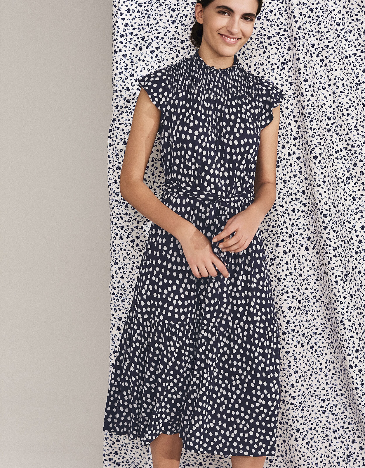 monsoon blue polka dot dress