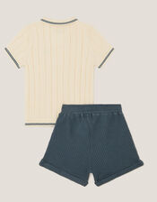 Newborn Knit T-Shirt and Shorts Set, Cream (CREAM), large