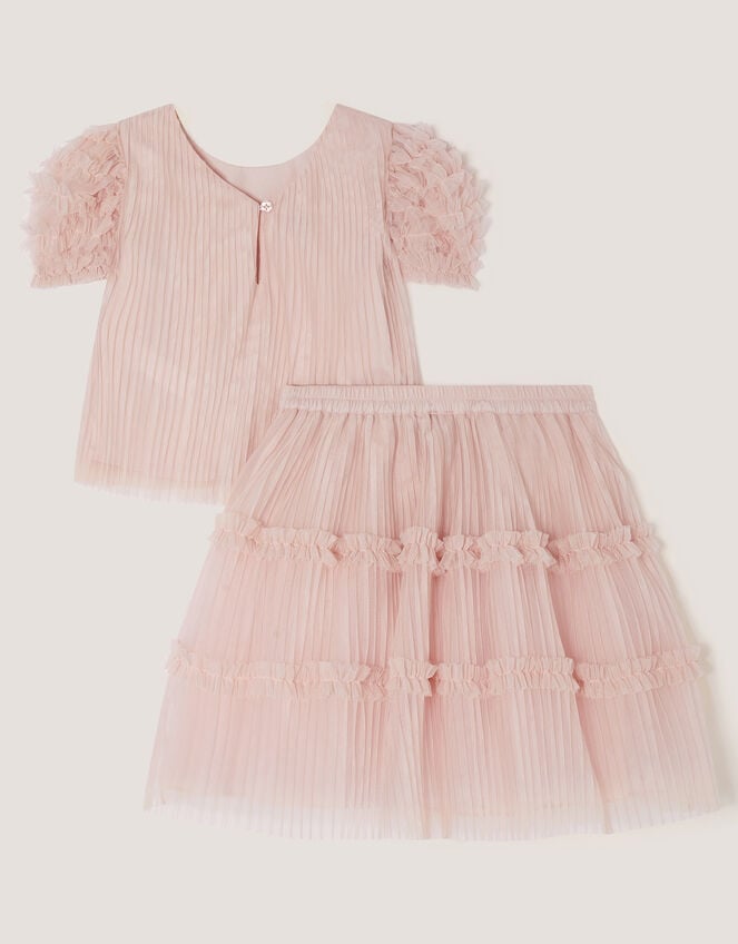 Ruffled Pleated Top & Skirt Set, Pink (PINK), large