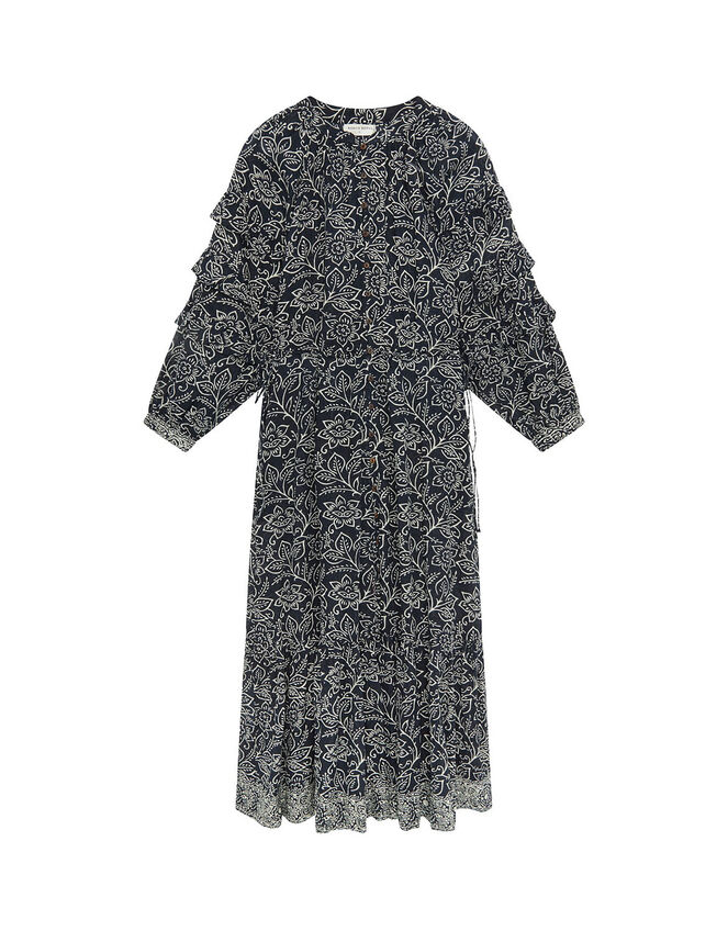 Maison Hotel Carmencita Ruffle Midi dress, Black (BLACK), large