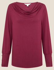 Carley Cowl Neck Top, Red (BERRY), large