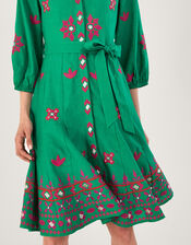 Embroidered Shirt Dress, Green (GREEN), large