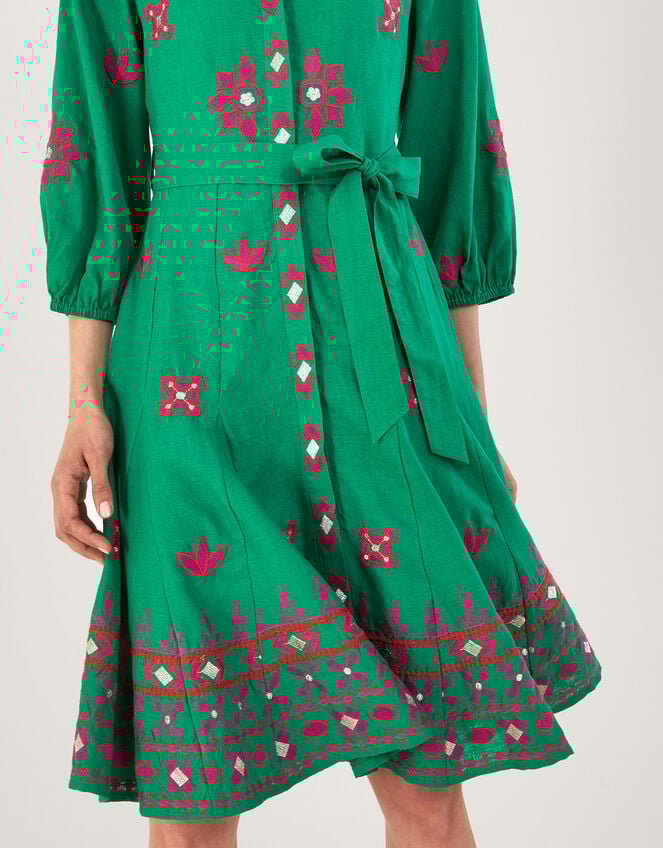 Embroidered Shirt Dress, Green (GREEN), large