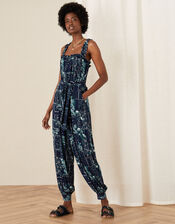 Printed Jersey Hareem Jumpsuit, Blue (NAVY), large