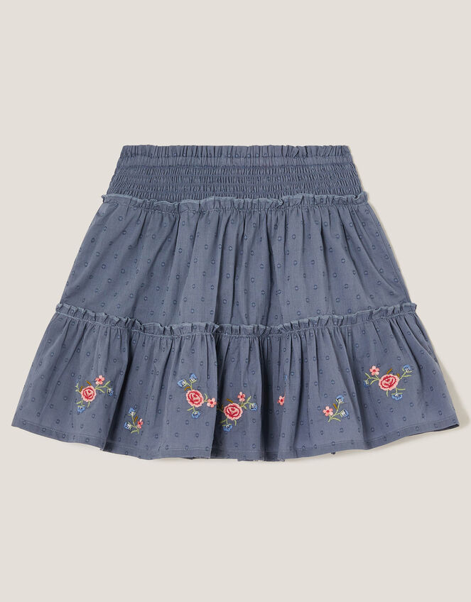 Floral Embroidered Rara Skirt, Blue (BLUE), large