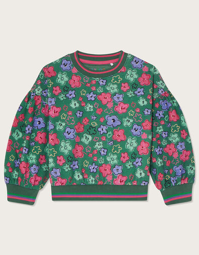 Flower Print Sweater, Green (GREEN), large