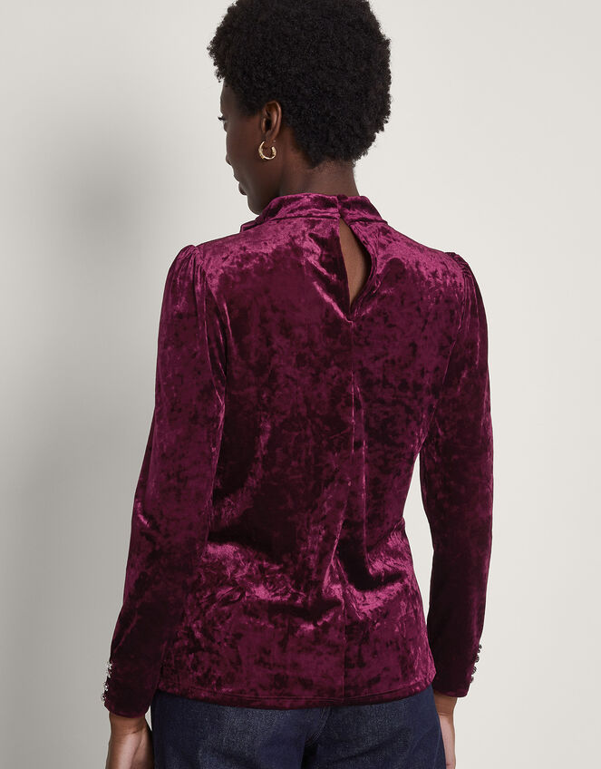 Colbie Velvet Corsage Top, Red (BERRY), large