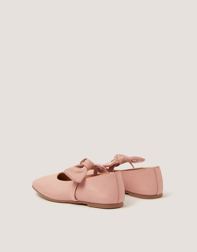 Bow Strap Leather Ballet Flats, Pink (DUSKY PINK), large