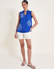 Meena Embroidered Top, Blue (COBALT), large