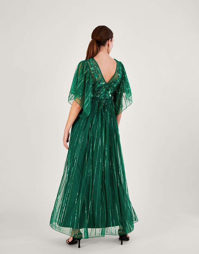 Ottilie Embellished Maxi Dress in Recycled Polyester, Green (GREEN), large