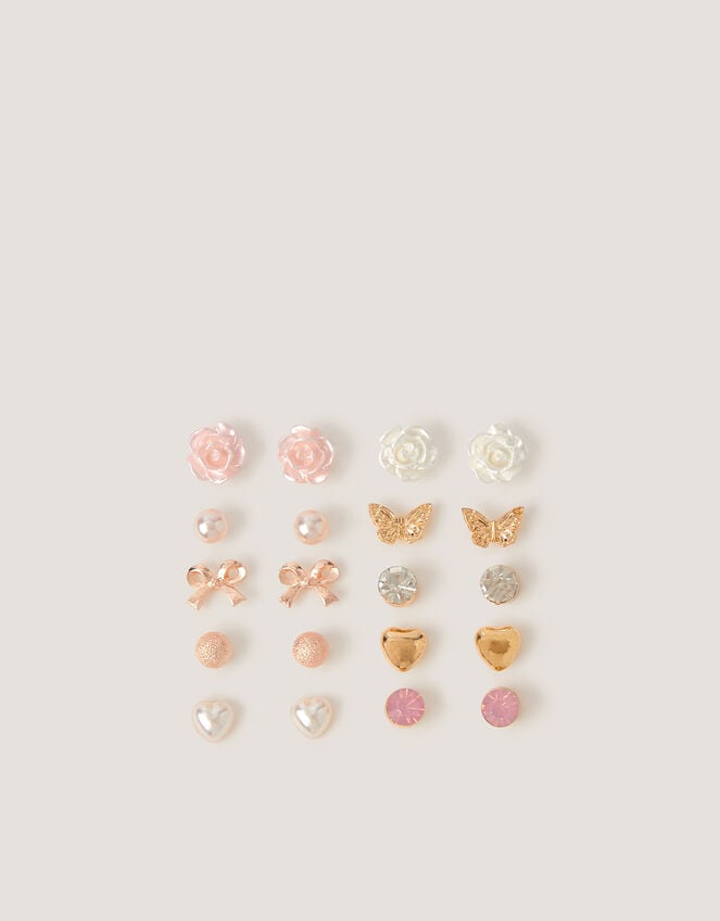 10-Pack Heart Stud Earrings, , large