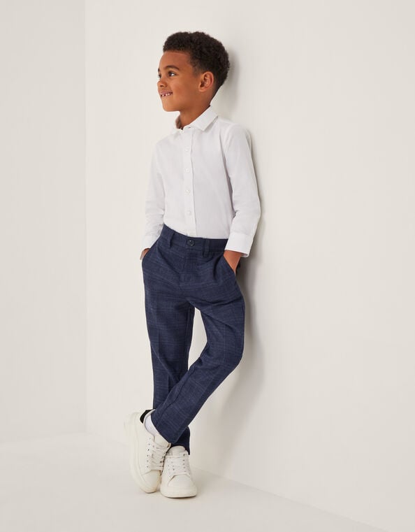 Oliver Smart Check Trousers, Blue (NAVY), large