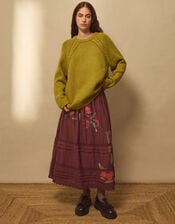 East Ami Cable Knit Jumper, Green (LIME), large