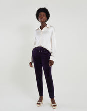 Velvet Tapered Trousers , Purple (PURPLE), large
