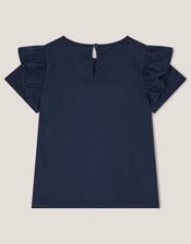 Floral Cowboy Boot Embroidered T-Shirt, Blue (NAVY), large