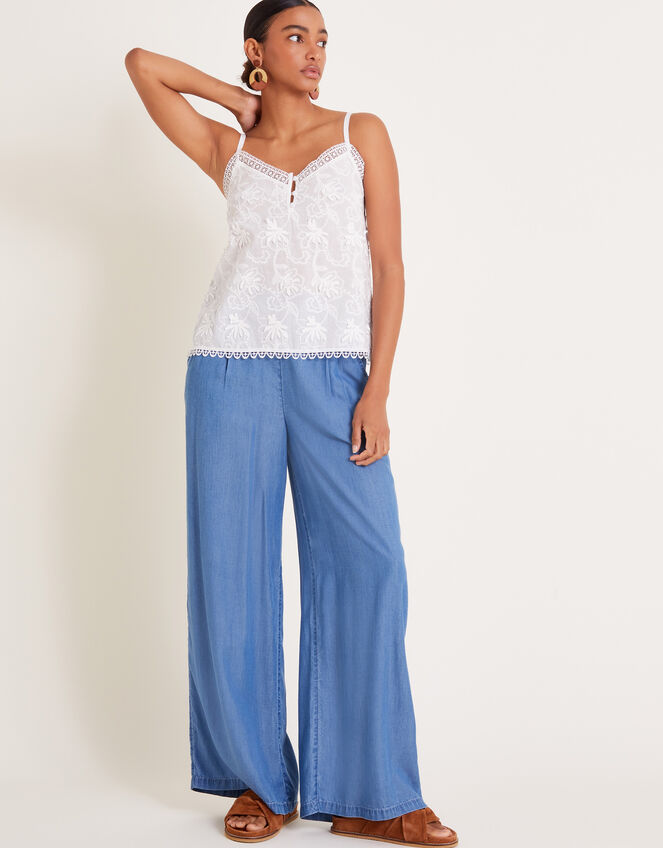 Rosie Embroidered Cami Top, White (WHITE), large