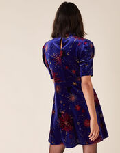 Harper Star Stretch Velvet Short Dress, Blue (COBALT), large