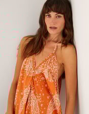 Madison Paisley Handkerchief Midi Dress, Orange (ORANGE), large