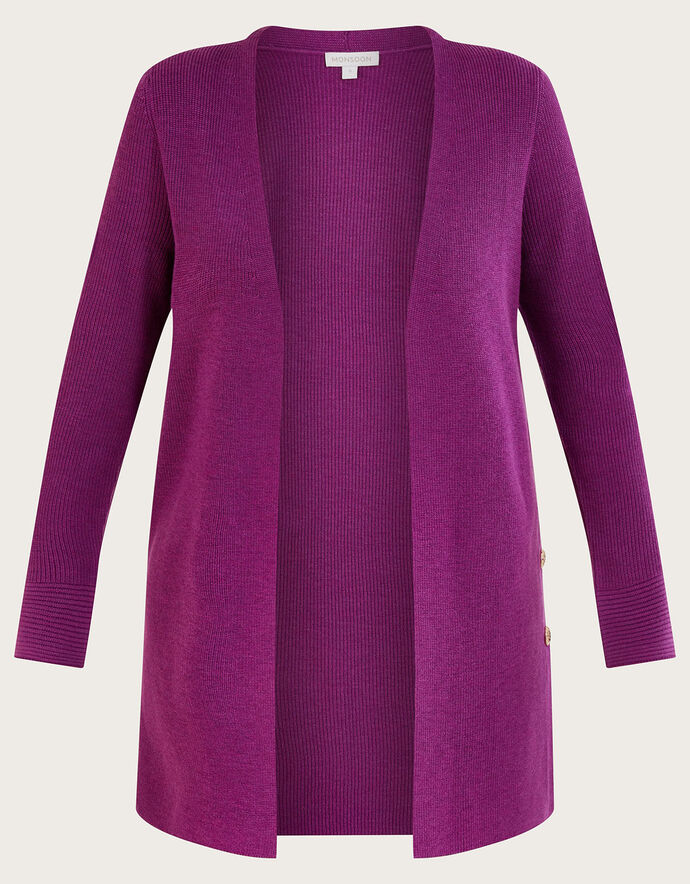 Button Detail Ribbed Longline Cardigan Cardigans Monsoon UK.