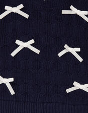 Bow Knit 2-in-1 Check Dress, Blue (NAVY), large