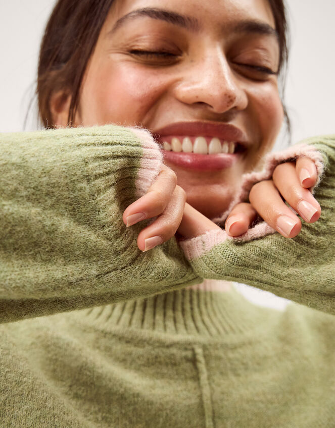 Tori Oversized Tipped Jumper Green