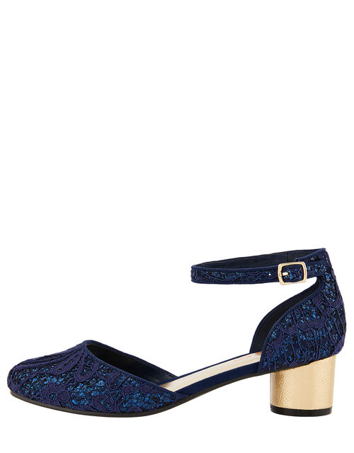 Glitter Two Part Heels, Blue (NAVY), large