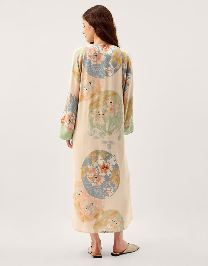 Clemence Amelie Tie Front Floral Midi Dress Cream