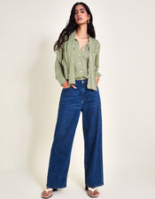 Sasha Stripe Satin Blouse, Green (GREEN), large
