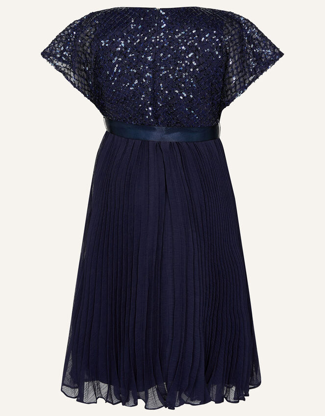 Cape Sleeve Diamond Sequin Keita Dress, Blue (NAVY), large