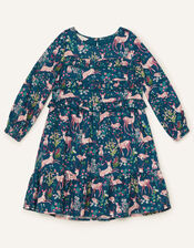 Woodland Print Woven Dress , Teal (TEAL), large