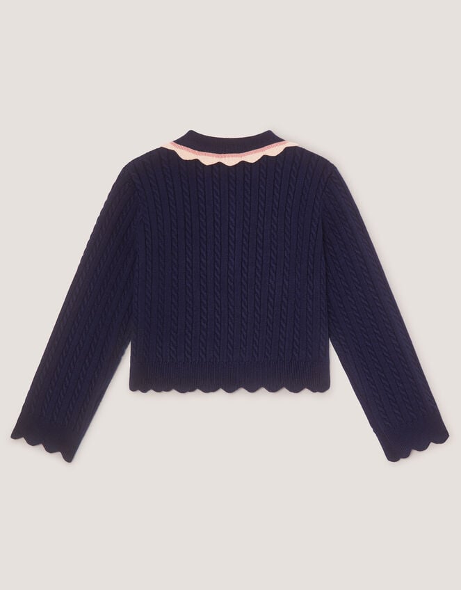Embellished Cable Knit Cardigan, Blue (NAVY), large