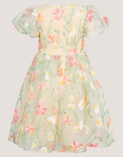 Celina Daisy Embroidered Party Dress, White (WARM IVORY), large