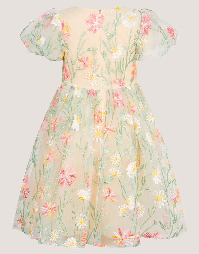 Celina Daisy Embroidered Party Dress, White (WARM IVORY), large