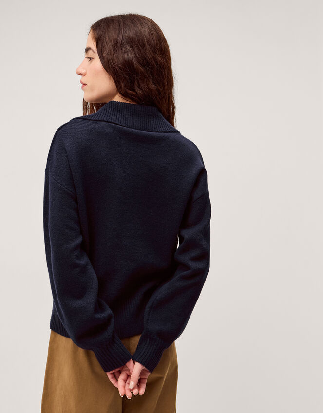 Terese Tie Collared Jumper, Blue (NAVY), large